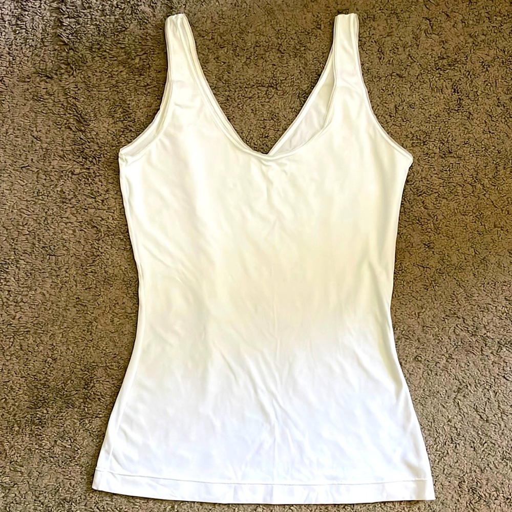 Silky white body con tank top. Brand new.